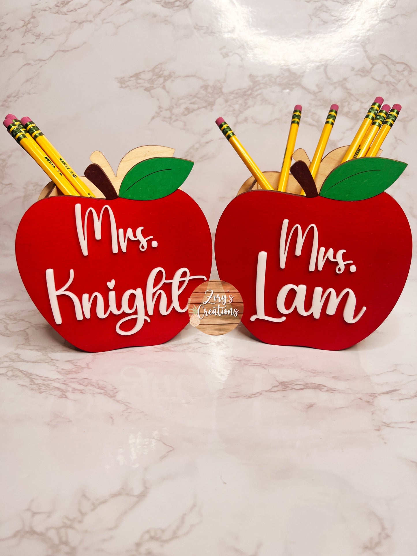 Teacher Wooden Apple- Teacher Appreciation Gift- Apple Pencil Holder- Personalized Teacher Gift-White Elephant Gift