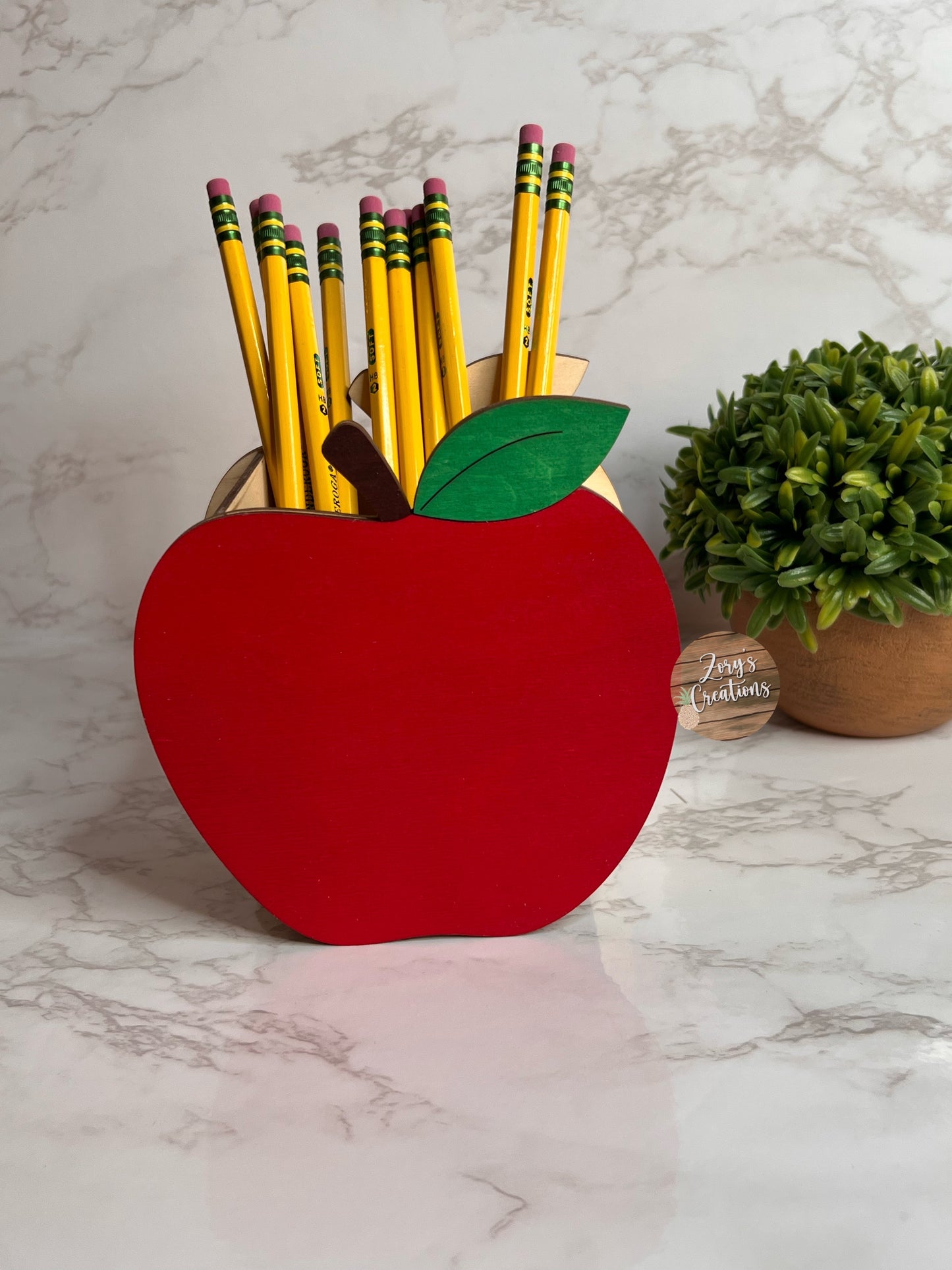 Teacher Wooden Apple- Teacher Appreciation Gift- Apple Pencil Holder- Personalized Teacher Gift-White Elephant Gift