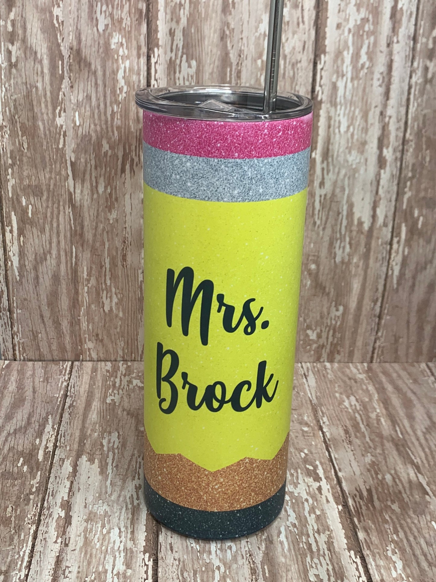 Teacher Pencil 20oz Skinny Tumbler With Straw- Teacher Tumbler- Gift for Teachers- Teacher Skinny Tumbler-Custom Made Tumbler