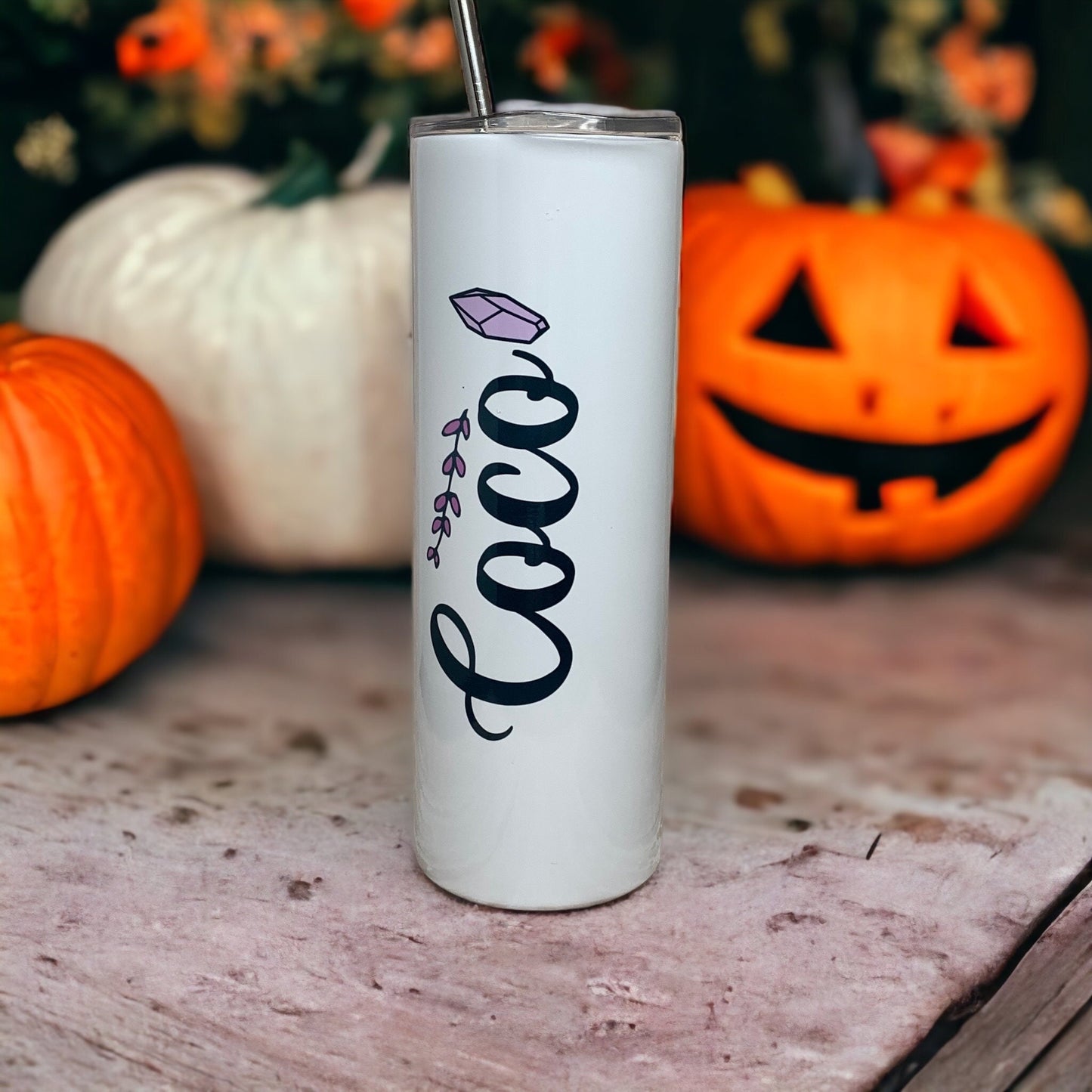 Bruja Vibes Only 20 Oz Skinny tumbler with straw- Cute Gift- Gag gift- Halloween 20oz Skinny Tumbler-Holiday Gift-Witch Tumbler