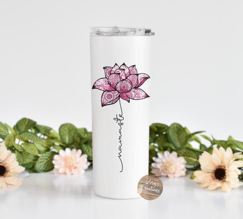 Namaste Skinny tumbler with straw 20oz-Cute Gift- Gag gift- Mandala 20oz Skinny Tumbler- Fall Gift-Lotus Flower Skinny Tumbler- Holiday Gift