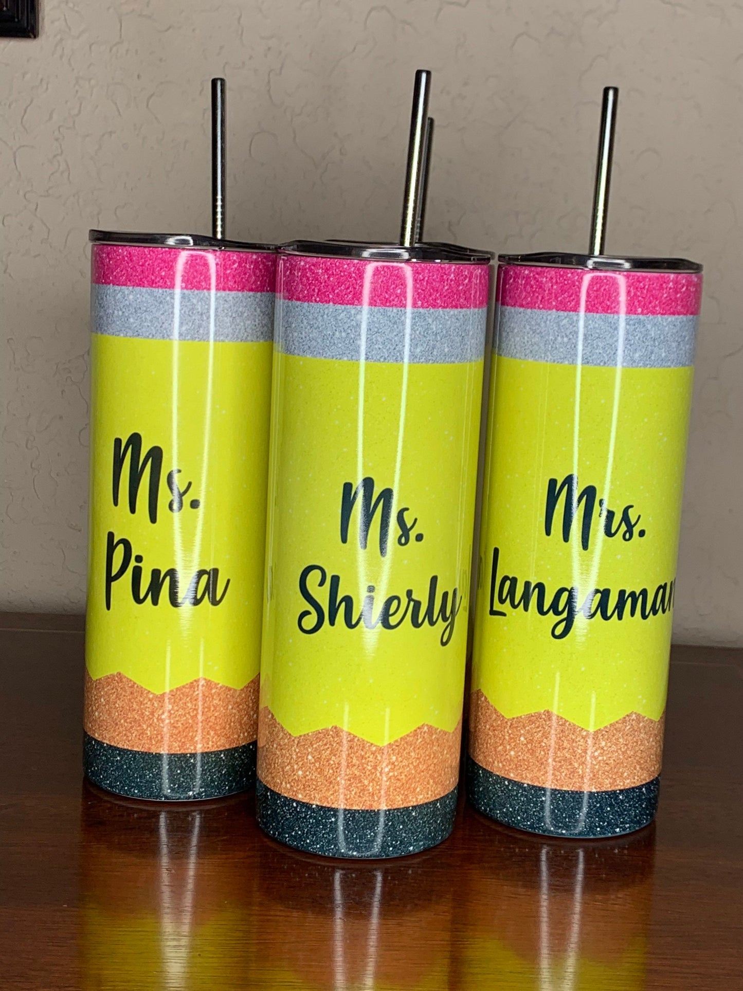 Teacher Pencil 20oz Skinny Tumbler With Straw- Teacher Tumbler- Gift for Teachers- Teacher Skinny Tumbler-Custom Made Tumbler