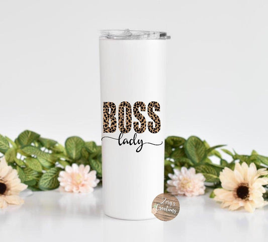 Boss Lady 20oz Skinny Tumbler- Empowered Women 20 oz Skinny Tumbler With Straw- Boss Lady Tumbler- Personalized Boss Lady Tumbler