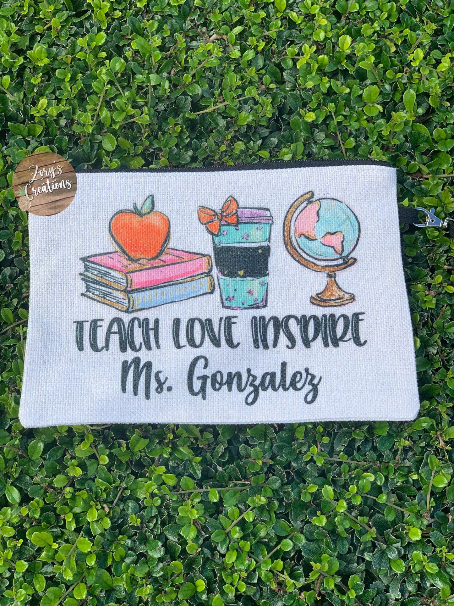 Teach Love Inspire Make Up Bag- Teacher Make Up bag- Teacher Appreciation gift- Personalized Make Up Bag- Teacher Gift- Teacher Cosmetic Bag