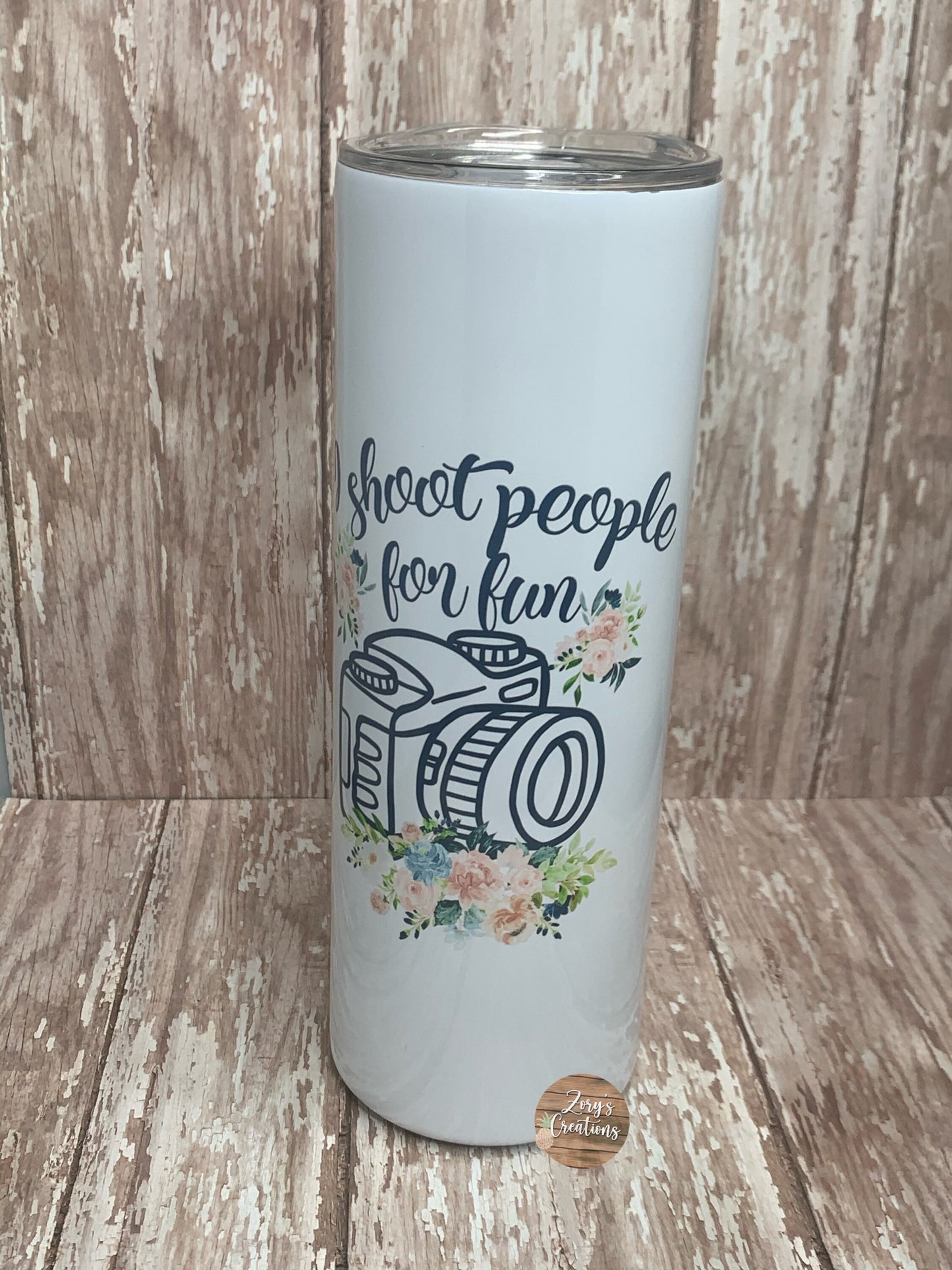 I Shoot People For Fun Tumbler With Straw- Personalized Photographer Cup- Gift for Mom- Gift For Wife- Gift For Her- Photographer Gift