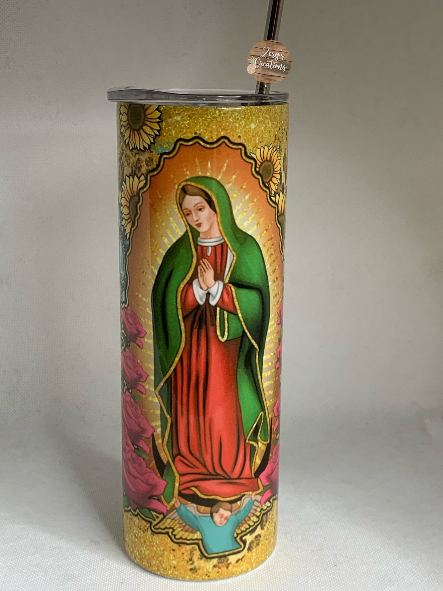 Virgen De Guadalupe 20oz Skinny Tumbler- Our Lady Of Guadalupe Tumbler for Women- Catholic Skinny Tumbler-Mother's Day Gift