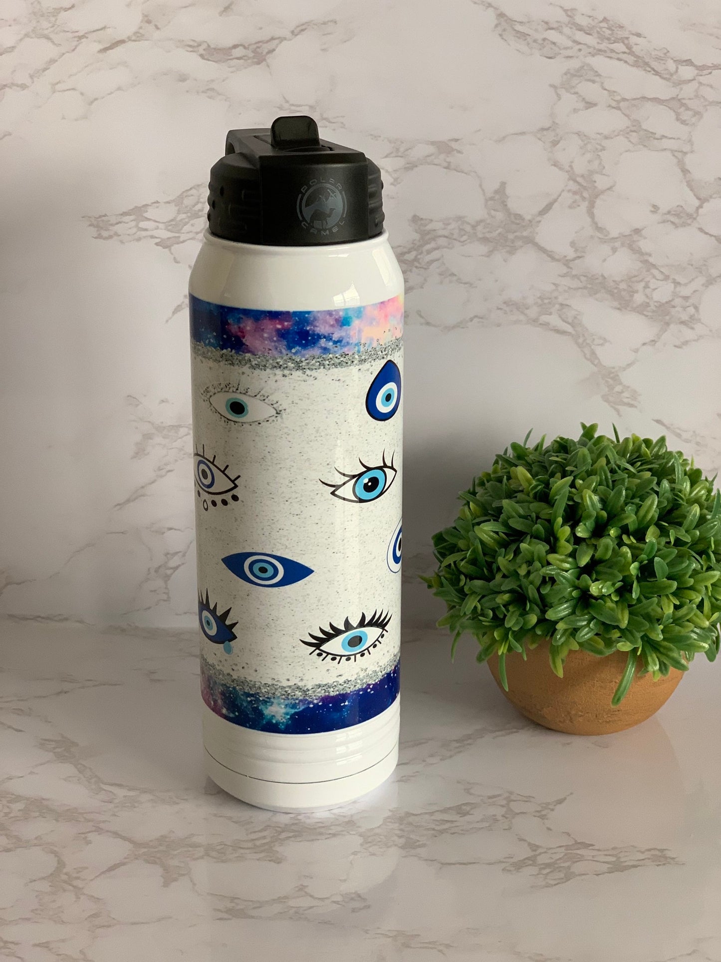 Evil Eye 32 Oz Stainless Steel Water Bottle-Personalized 32oz Water Bottle Tumbler-Sports Water Bottle-Insulated Water Bottle