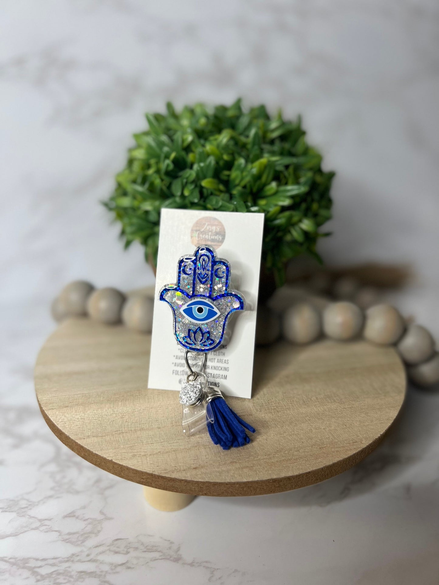 Hamsa Badge Reel-Cute Badge Reel-Glitter Badge Reel- Hamsa Hand Retractable Badge Reel- Nurse Gift- Eye Of God Badge Reel