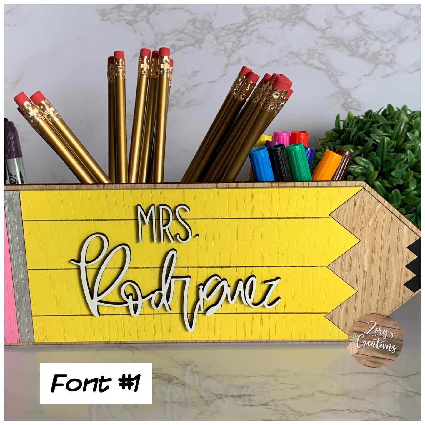 Teacher Wooden Pencil- Teacher Appreciation Gift- Wooden Pencil Holder- Classroom Decor- Custom Teacher Pencil Desk Caddy