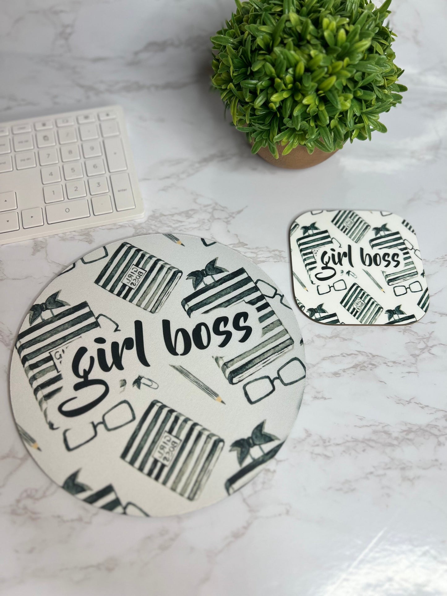 Girl Boss Mousepad & Coaster Set-Empowerment Mousepad and Coaster- Boss Lady Desk Set