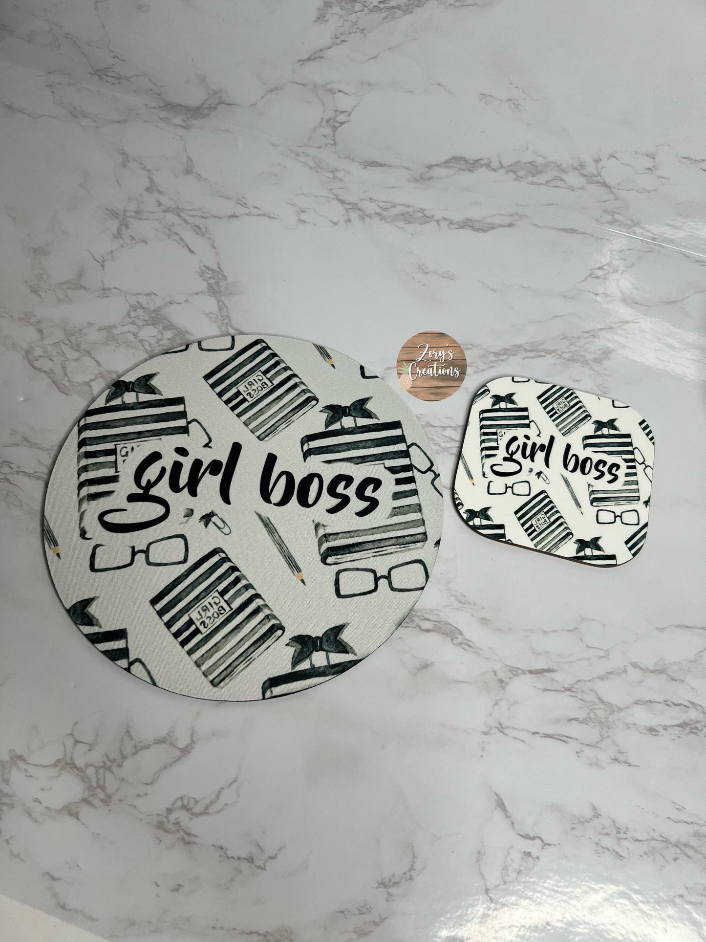 Girl Boss Mousepad & Coaster Set-Empowerment Mousepad and Coaster- Boss Lady Desk Set