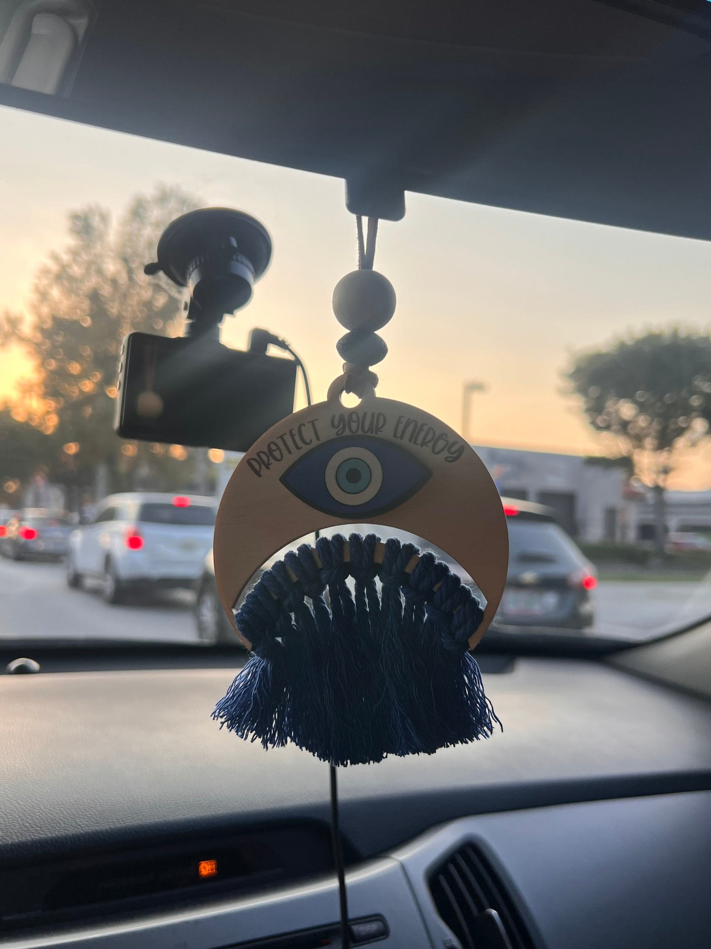 Protect Your Energy Car Charm- Evil Eye Car Charm Diffuser- Rearview Mirror Hanging Charm-New Car Gift