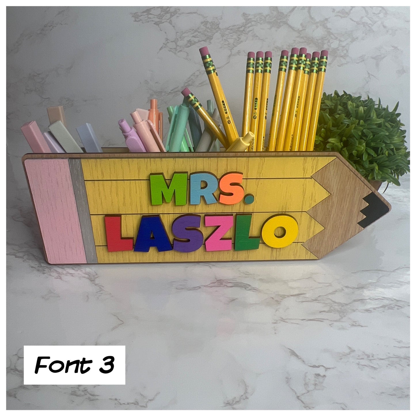 Teacher Wooden Pencil- Teacher Appreciation Gift- Wooden Pencil Holder- Classroom Decor- Custom Teacher Pencil Desk Caddy