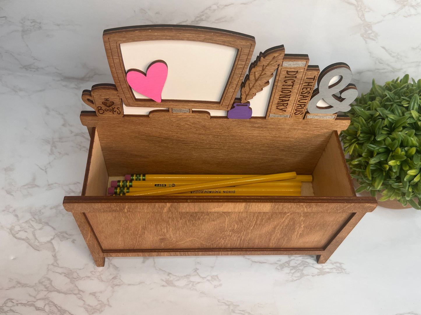 Teacher Wooden Pencil- Teacher Appreciation Gift- Wooden Pencil Holder- Personalized Teacher Gift- Custom Teacher Desk Caddy