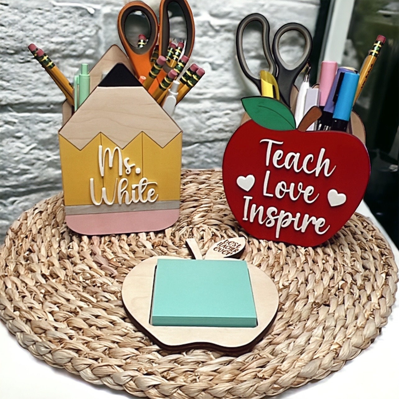 Teacher Wooden Pencil- Teacher Appreciation Gift- Pencil Shape Pencil Holder- Personalized Teacher- Desk Caddy